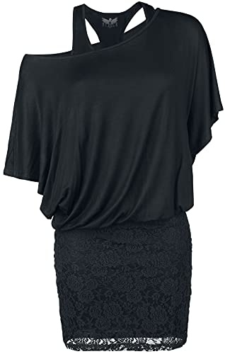 Black Premium by EMP Damen schwarzes Kleid im Double-Layer-Look mit Spitze