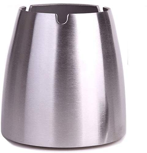 DUOSHIDA Großer winddichter Aschenbecher für Zigaretten, Outdoor-Aschenbecher für Terrasse, schöne Tischplatte, kein Rauch, Edelstahl-Aschenbecher für ZuhauseBüro (groß, Silber)
