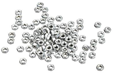 sourcing map 100Stk. Sechskantmuttern M3x0.5mm metrisches Grobgewinde Sechskantmutter verzinkt Silber Farbton