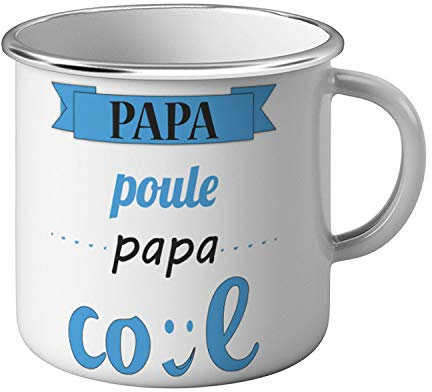 Mug Métal Tasse Papa Poule Papa Cool Bleu