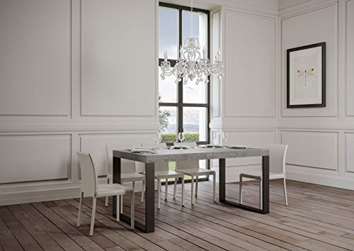 Itamoby, Ausziehtisch Tecno Premium 180 – >284 cm, Paneele aus Möbel, Beton & Anthrazit L.180 P.90 H.77 (ausziehbar auf L.284 mit zwei Verlängerungen)