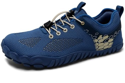 Barfußschuhe Herren Damen Zehenschuhe Aquaschuhe Frauen Strandschuhe Straßenlaufschuhe Traillaufschuhe Barfussschuhe(D Dunkelblau, 41EU)