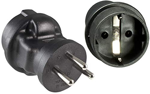 DINIC Reisestecker, Stromadapter für Israel, 3-Pin Reiseadapter (3 Stück, schwarz)