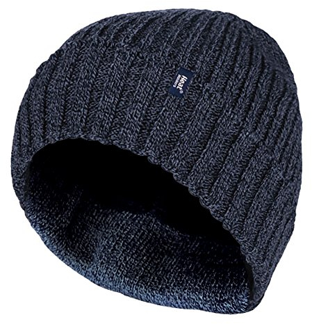 HEAT HOLDERS - Herren Acryl Innen Fleece Winter Beanie Strickmütze mit Umschlag (Marine (Tor), One Size)