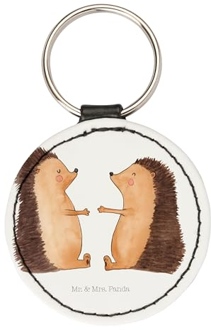 Mr. & Mrs. Panda Rund Schlüsselanhänger Igel Liebe - Geschenk, Ehemann, Hochzeitstag, Hochzeit, Jahrestag, Verlobung, Glücksbringer, Taschenanhänger,