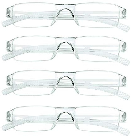 LifeArt Lesebrillen, Blaulicht-Blockierbrille, Computer-Lesebrille für Damen und Herren, Brillengestell mit rechteckigem Mode-Design (4 Transparent, 2.00)
