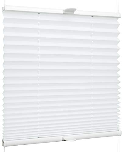 SchattenFreude Klemmfix-Plissee für Fenster | Mit Klemm-Haltern | Ohne Bohren | Reinweiß, Breite: 125cm x Höhe: 150cm