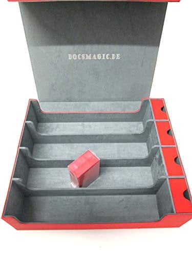 docsmagic.de Premium 4-Row Trading Card Storage Box Red + Trays & Divider - MTG PKM YGO