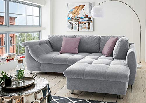 Beauty.Scouts Ecksofa Camille grau rosa 250 x 190 x 84 cm (B/H/T) Wellenunterfederung inkl. Zierkissen Sofa Wohnsofa Wohnzimmersofa Wohnzimmercouch Couch Wohncouch