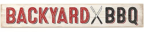 Open Road Brands Backyard BBQ Holz Wanddekoration – Großes 71,9 x 11,9 cm Grillschild für Männerhöhle, Terrasse oder Küche