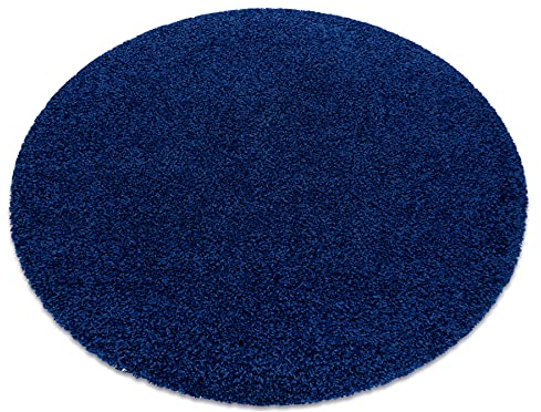 rugsx Teppich SOFFI Shaggy 5cm; für Kinderzimmer, Wohnzimmer, Schlafzimmer, langfloorteppiche, wohnzimmerteppich, dunkelblau, Kreis 160 cm