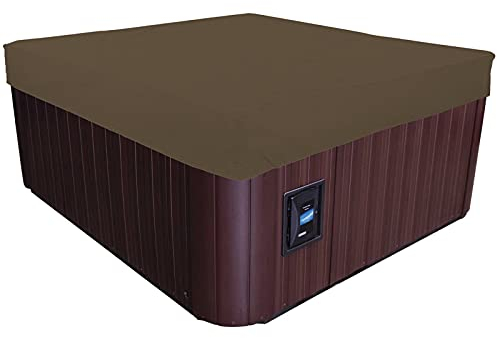 AMGJ Outdoor Whirlpool Abdeckung Platz Garten Spa Hot Tub Pool Abdeckung 190T Polyester Stoff Schwimmbadabdeckung mit Aufbewahrungstasche,Kaffee,215x215x30cm