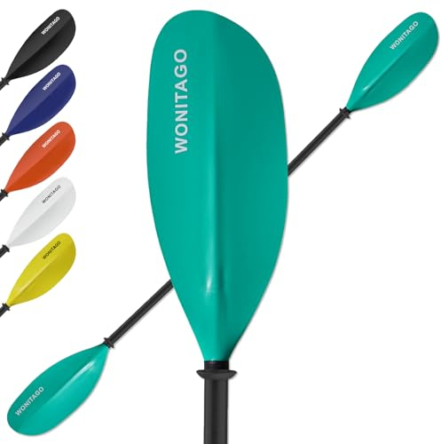 XUXIAKE Kajak Paddels Doppelpaddel mit Kohlefaser Schaft und Nylon Klinge, Einstellbar 230-250 cm Doppel Paddels für Kajak, Kanu, Boot, Grün