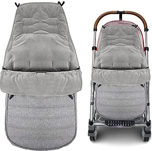 Fairy Baby Winter Fußsack Kinderwagen Buggy fußsack Extrem Warmer Rutschfester Babyfusssack Einziehbar Abnehmbarer Wintersack für Buggy Passend für Alle Kinderwagen& Pram Schüttelvlies grau 95-53cm