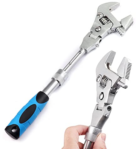 URCheers Clé à Cliquet Télescopique 5 en 1 Avec Tête Secouante, Dynamométrique Pliante à 180 Degrés, 10 Pouces Pour Travaux de Plomberie