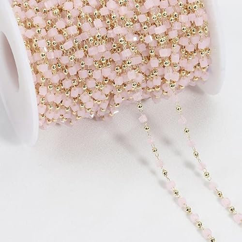 FUNZE 2 Meter Bohemian Quader Würfel Perlen Ketten Rosa Weiß Grün Schwarz Kette für Halsband Halskette Armbänder Schmuckherstellung Handwerk DIY