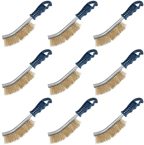 FUNSUEI 9 PCS Steel Wire Brush Rust Remover for Barbecue Wire Mesh and Metal Surface Rust Cleaning, 240 x 47mm