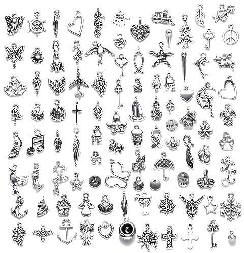 150 Stück Anhänger aus Silber für Armband, Halskette, Schmuck, Basteln - Kleiner Tibetischer Silberanhänger für die Herstellung von Schmuck und Handwerk