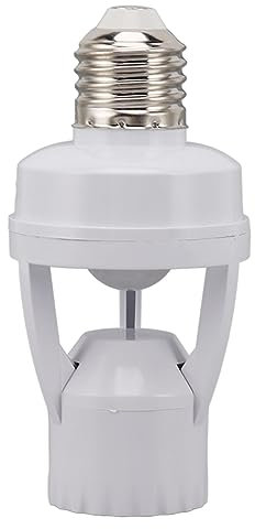 PIR Motion Sensor Light Socket with Adjustable Screw Bulb Adapter, Automatic Nighttime On Off, Smart Light Control for Garage, Basement