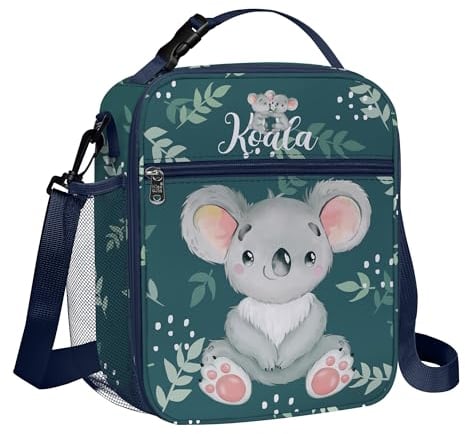 Clastyle Bolsa Termica Porta Alimentos Bebe Verde Koala, Bolsa Almuerzo Infantil Reutilizables con Correa, Bolsa Comida Niño Niña para Viaje Picnic Guarderia