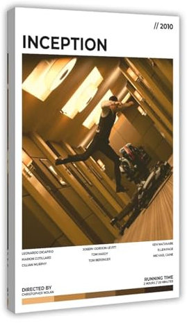 ZOLULA Inception – Filmposter auf Leinwand, Poster, Wandkunst, Dekor, Bild, Gemälde für Wohnzimmer, Schlafzimmer, Dekoration, Rahmen-Stil, 20 x 30 cm