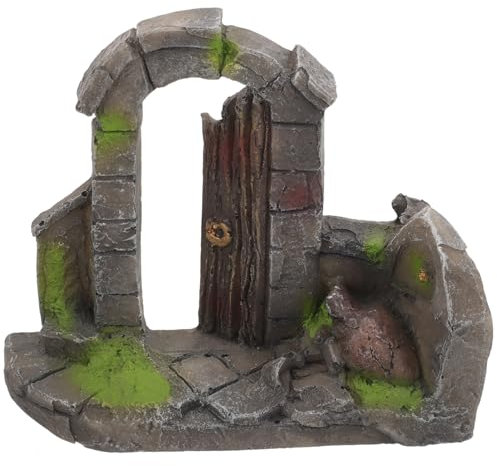 Housoutil Aquarium-Tor-Statue Steintür Bergharz Gebäudefigur Ornament Unterwasser-Zubehör Für Zuhause Aquarium-Dekoration