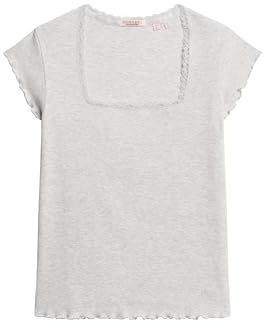 Superdry Damen Essential T-Shirt mit eckigem Ausschnitt Gletschergrau Meliert 10-12