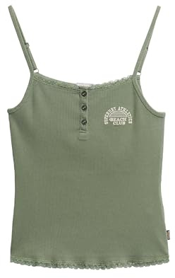 Superdry Damen Athletic Essentials Button Down Cami Top Lorbeer Kaki 6-8