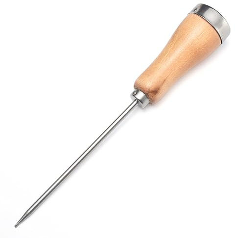 Eispickel mit Holzgriff, 21,6 cm, silberfarbener Edelstahl-Eiszerkleinerer zum Eisbrechen zu Hause und in der Bar (1 Stück)