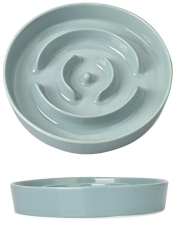 SPUNKYJUNKY Anti Schling Napf 2pcs Hund Antischlingnapf Hunde Keramik Langsame Fütterung für Hunde und Katzen (600ml, Dunkelgrün)