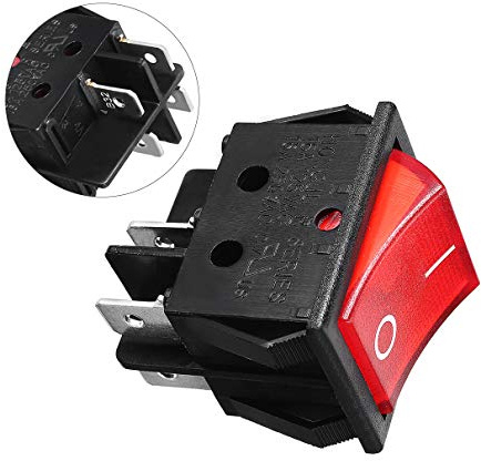 elektronischer Schalter AC 250 V Wandschalter, 15 A, rotes Licht, beleuchtet, 4-polig, DPST, EIN/Aus, Snap-in-Boot-Dimmer, Wippschalter