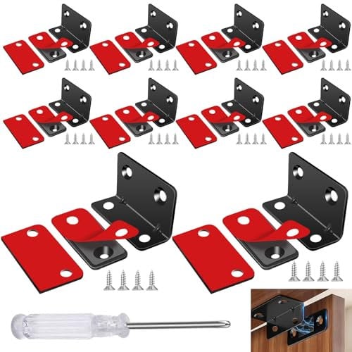 Nadinsta 10PCS Cupboard Door Magnets Catches, Ultra Thin Magnetic Door Catches, Adhesive Cabinet Door Magnet Closure Stainless Steel Magnet Door for Drawer Kitchen Latch Wardrobe Sliding (Black)