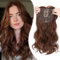S-noilite Hair Toppers für Frauen,Toupet Toppers Haarverlängerung Haarteile Perücken mit Fransen,Haartopper Basis 15x15cm, Clip in Synthetischen Haarteile, Gewellt Gelockt 45cm 175g Kaffeebraun