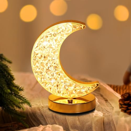 JHPGEOE Lámpara de escritorio de cristal de metal inalámbrica, lámpara de mesa LED con control de sensor táctil, lámpara de mesa regulable de 3 colores, luz nocturna, dormitorio/escritorio/cafetería