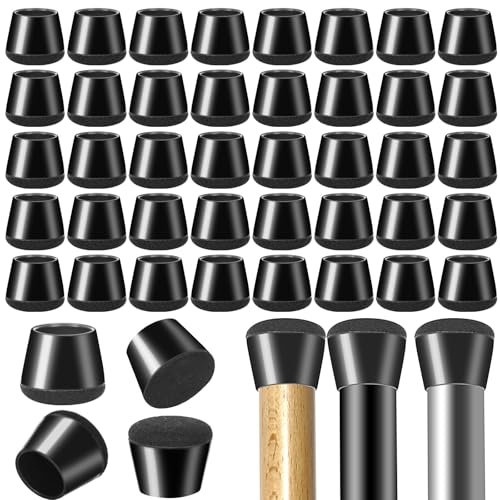 YSWOVUO 40 Pezzi Gommini per Sedie, Medio Tappi per Sedie 21-30mm, Elastiche Coprigambe per Sedie in TPR con Feltrini, Protezioni per Gambe di Rotondi e Quadrati Sedie Mobili, Nero