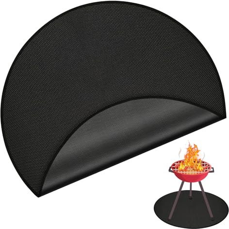 NQEUEPN 101,6cm Tappetino per Braciere, 3 Strati Tappetino per Accessori Fornello Tappetino Protettivo per Griglia Nero Classico Tappetino per Barbecue Ignifugo Tappetino Braciere Rotondo Cucinare