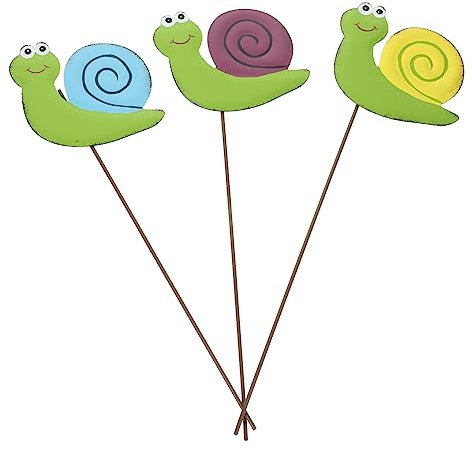 Gogogmee 3stücke Bunte Schnecken Gartenstecker Deko Wetterfeste Gartenornamente Für Außenbereich Für Blumenbeete Und Rasen Dekorative Schnecken Gelb Lila Und Blau
