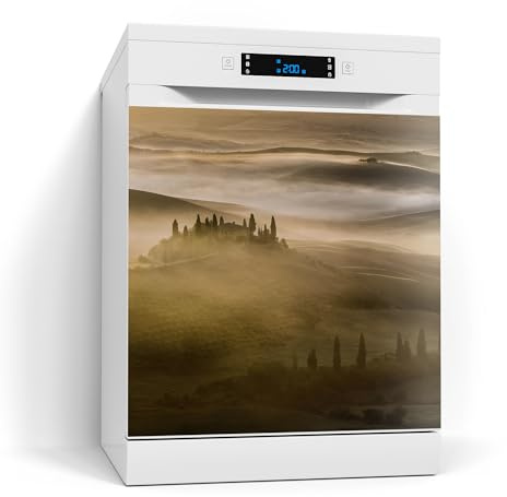 DEQORI Magnetfolie für Spülmaschine 60x60 cm | Motiv Morgenlicht der Toskana | dekorative Magnetmatte Geschirrspüler Schutz | Magnet Deko-Folie selbstklebend, magnetisch & wasserabweisend