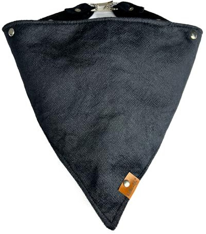 Hundehalstuch mit Metallverschluss, Halstuch für Hunde, Verstellbares Hundehalstuch (Schwarz, M)