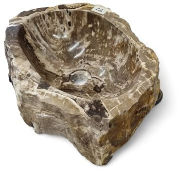 Lavabo de madera petrificada, piedra natural, madera fósil con vetas únicas y una variedad de colores, cada pieza es un ejemplar único/único (#22)