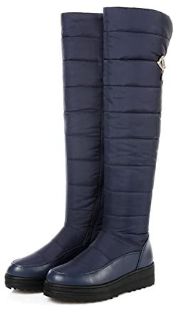 Scarpe da Donna Giù Stivali da Neve Caldi Stivali da Donna Alti alla Coscia con Plateau Scarpe Invernali con Cerniera da Donna Stivali sopra Il Ginocchio