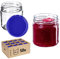 KADAX Lot de 50 petits pots de conserve, 200 ml, fi66 mm, mini pots à miel et épices, bocaux hermétiques, bocaux à conserves, bocaux à conserves, bocaux ronds (bleu)