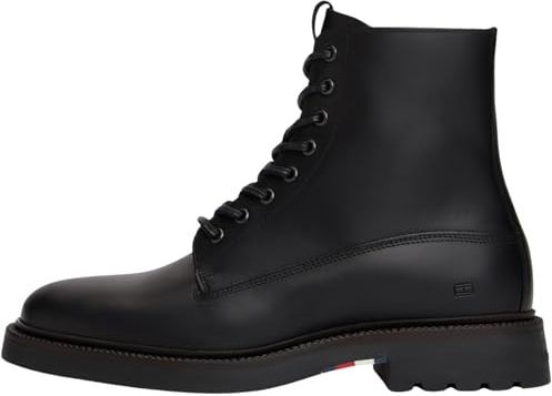 Tommy Hilfiger Men’s Comfort Leather Ankle Boots, Black (Black), 7