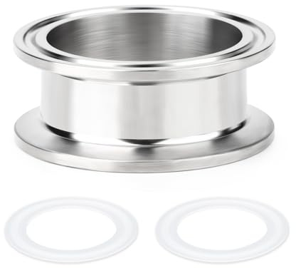 ERGAOBOY 1Pcs SS304 2 Inch 64mm Flange x 1 Inch Length Spool Tube | Includes sealing washers, seamless straight round tubing, ferrule flange ends, for sanitary pipe lines