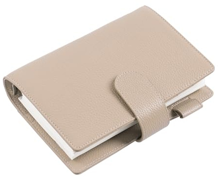 Moterm Elite Personal Rings Planer - Echtleder Ordner Organizer ohne großes Rückfach(Kiesel-Taupe,25mm ring)