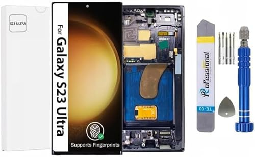 It'Go Full OLED Display für Samsung S23 Ultra 5G S918 mit Fingerabdruck LCD Bildschirm Ersatz Touchscreen mit Werkzeug Schwarz mit Rahmen Hohe Qualität