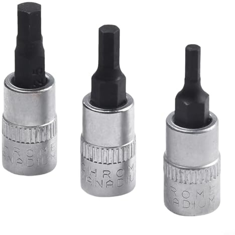 Solaughguy 3pcs 1/4 Inch Drive Hex Socket Bit Set 3-8mm H3 H4 H5 H6 H7 H8 Wrench Tool for Factory Repair Shop Home Use Compatible with 6.35mm Square Drive(H3 H4 H5)