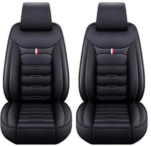 WWITH 2Pcs Auto Sitzbezüge für VW Transporter T4, T5, T6 (1989-2019), Atmungsaktive wasserdichte PU-Leder Vordersitze Sitzschoner Bequemes Fahren,A/All Black