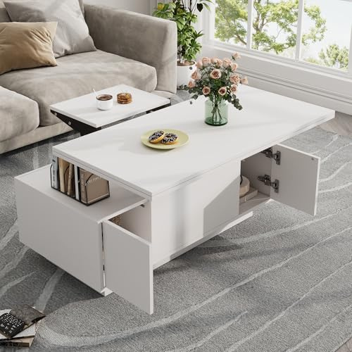 BTM Moderner Couchtisch mit Doppel-Hebemechanismus, verstecktem Stauraum, Belastbar bis 50kg