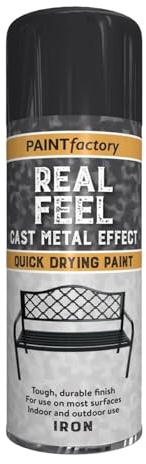 Quick Drying Paint, Cast Iron Effect, Industrial Texture, Quick-Drying Formula, Smooth, Ideal for Contemporary Interiors, Workshops, Home Décor Projects & Design Applications. Iron, 400ml (Pack of 1)